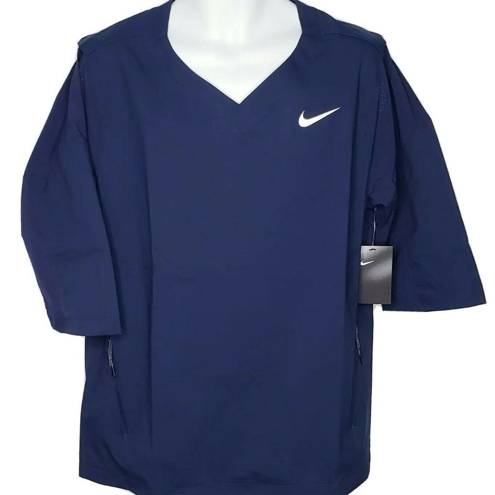 Nike Hot 3/4 Sleeve Baseball jersey Batting Practice 897383-419 Navy Blue